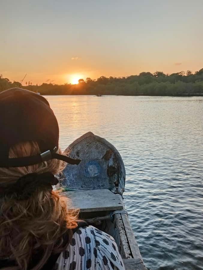 Diani Beach: Kongo River Sunset Experience in a canoe - Entering the Kongo Mosque area, then walking to the estuary