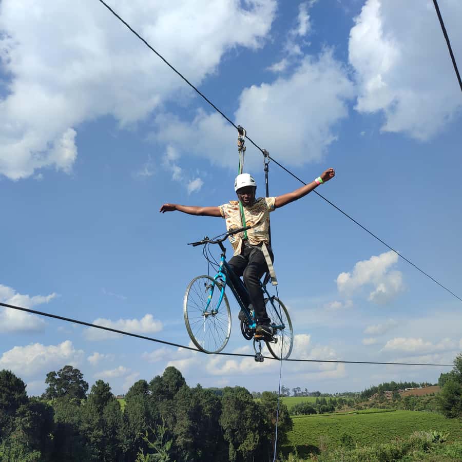 Nairobi: 1 Day of Pure Adrenaline Adventure in Kenya - Bicycle ride on a tiny wire: the scariest part might be your focus